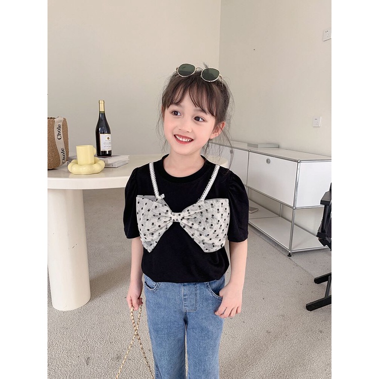 (LOLI-JKT) BS-257 SET ANAK CEWEK PITA COLLAR + CELANA JEANS SIZE 100-140