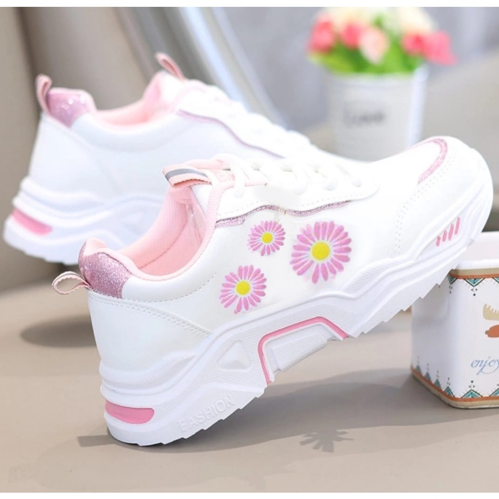 Sepatu Sneakers Kids For Girls Flowers AS172