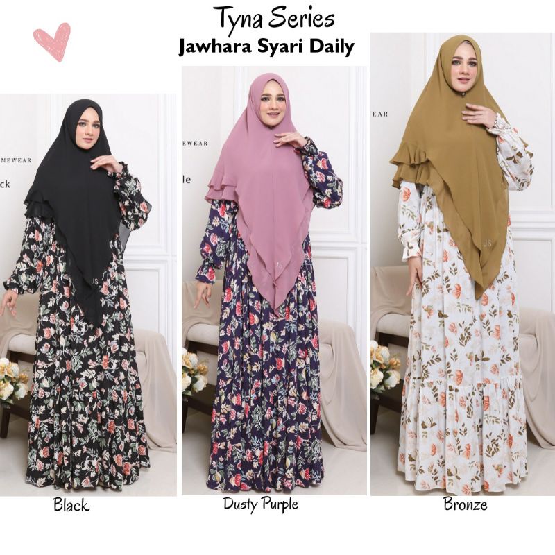 TYNA & CALISTHA SERIES Original By Jawhara Syari. Gamis set daily homewear premium super cantik flow