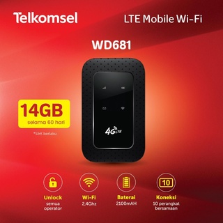 Modem Wifi 4G All Operator JIO WD681 Free Telkomsel 14GB Unlock All Operator