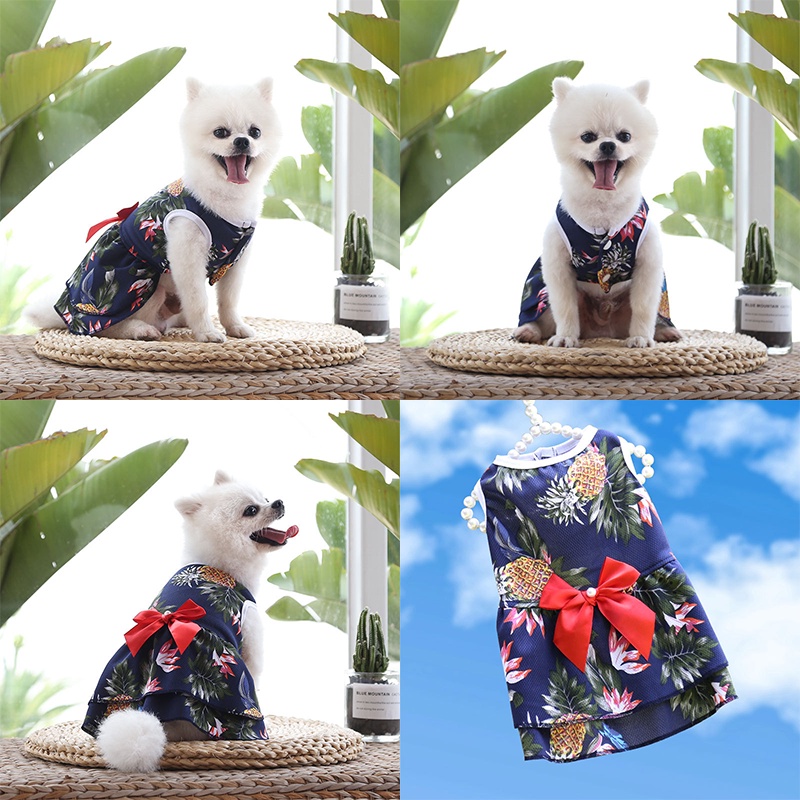 Pakaian Anjing Peliharaan Model Rok Pantai Nanas Hawaii 4 Musim