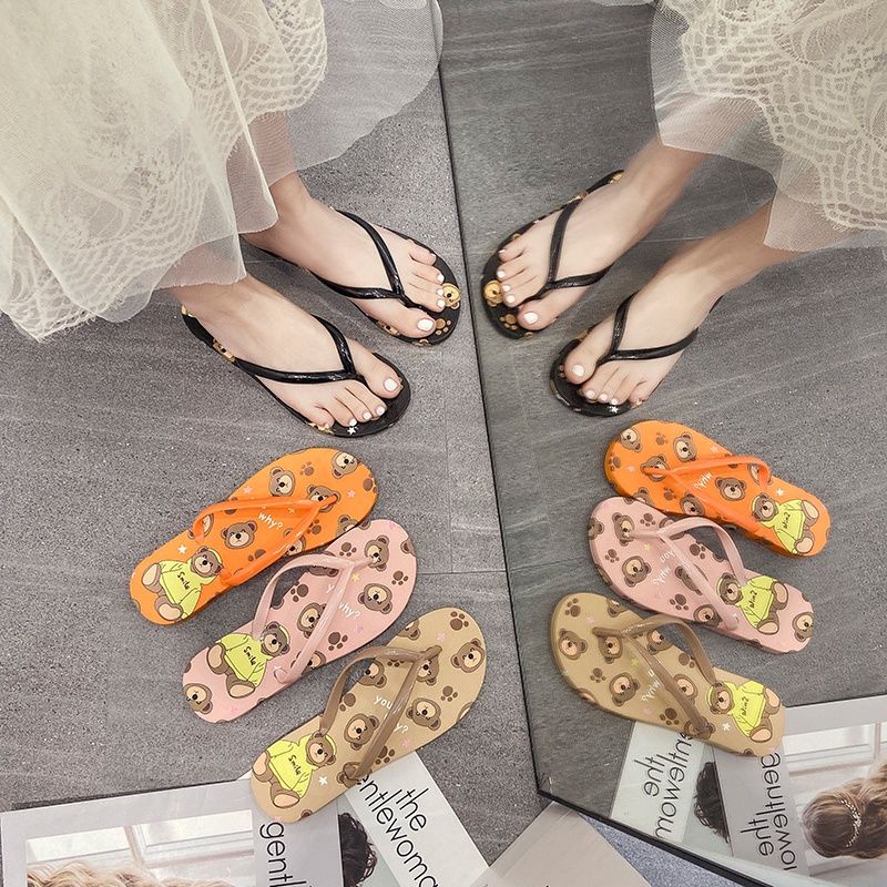 Sandal Jepit Wanita BEAR SMILE| Sandal Jepit Cewe BERUANG YOU WHY