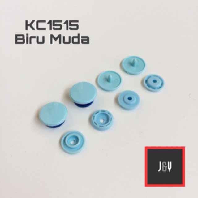 Kancing cetet snap button plastik 15 mm kode 1515 biru muda