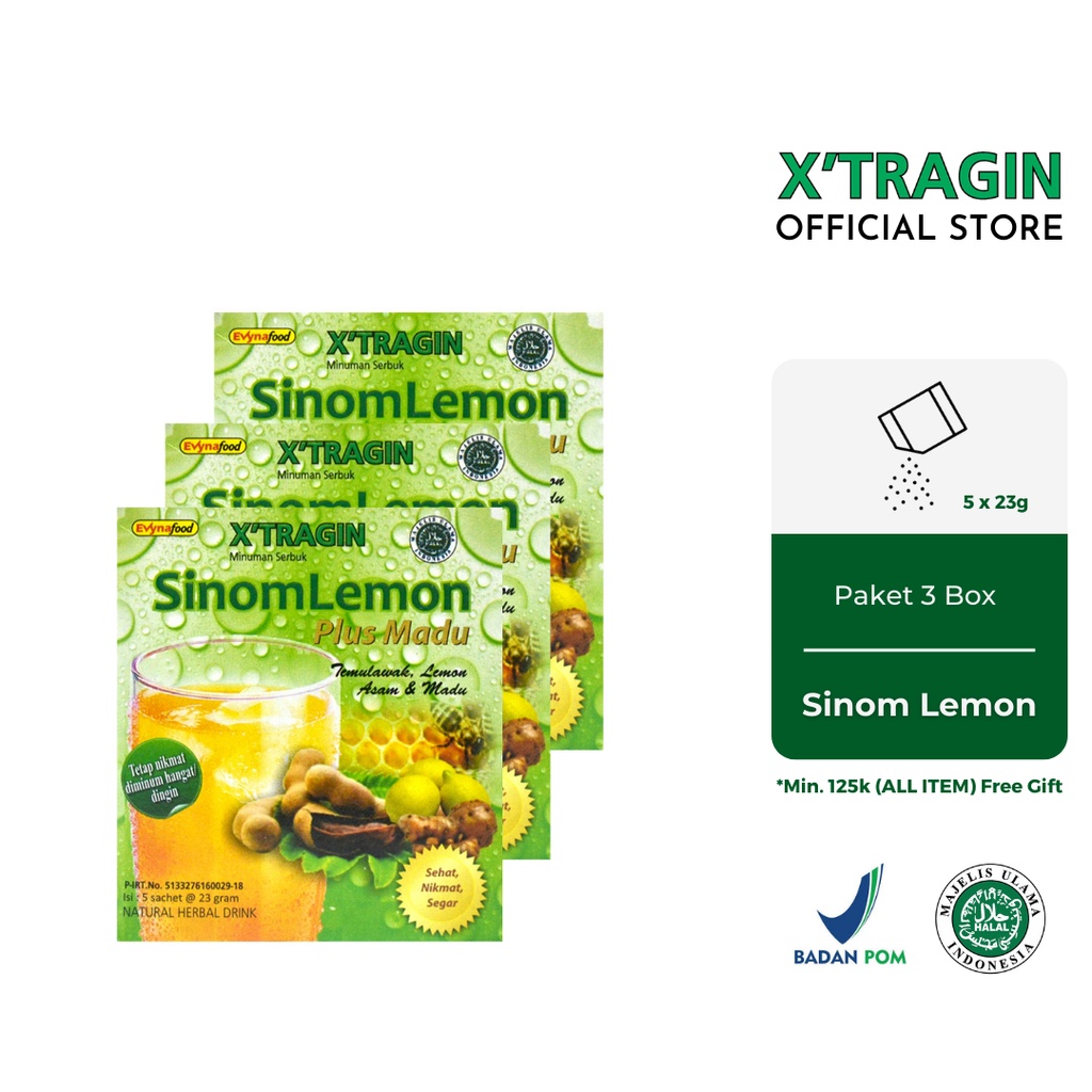 

X'TRAGIN Sinom Lemon Temulawak Paket 3 Box Minuman Bubuk