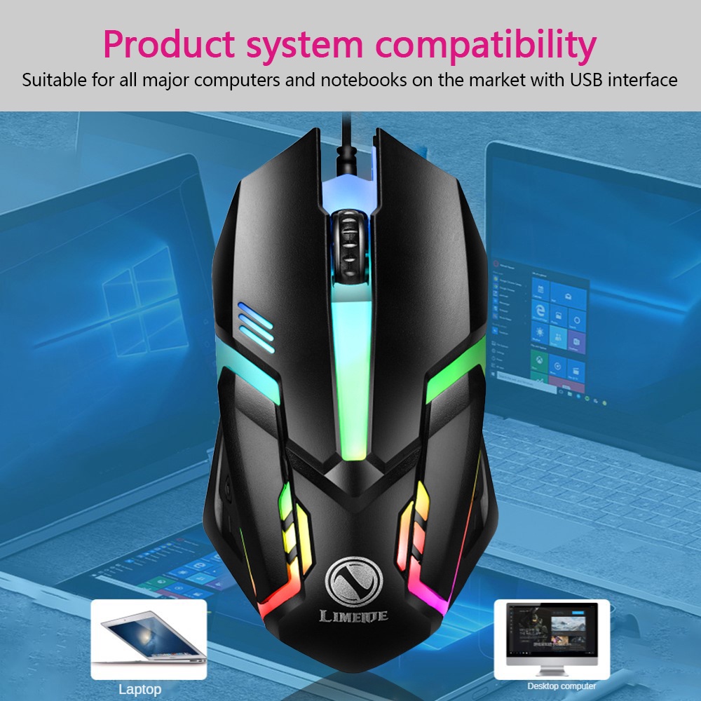 Mouse Kabel E-Sports Luminous 2000di USB Wired Desktop Laptop Mute Komputer Game Mouse