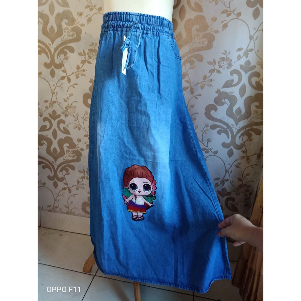 Rok jeans anak perempuan jeans LOL rok panjang