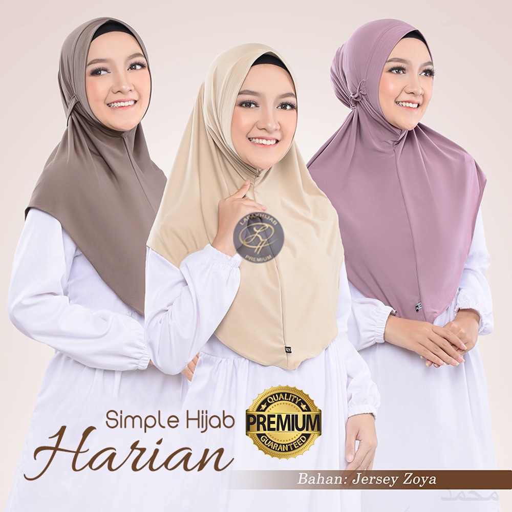 Jilbab Instan Jersey Premium Terbaru Model Hijab Bergo Harian Polos Tali Belakang Karet Serut Murah
