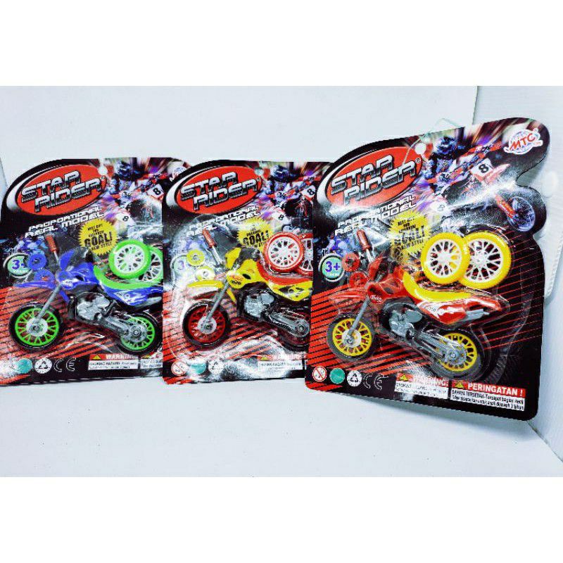 Mainan Motor Motor Cross Bongkar Pasang Termasuk Ban Dan Obeng
