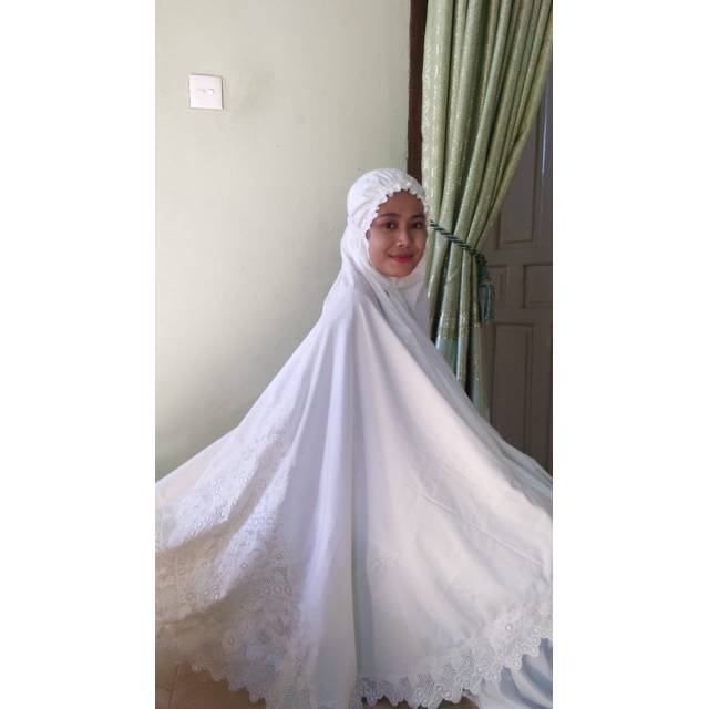 Mukena bordir bukittinggi putih polos
