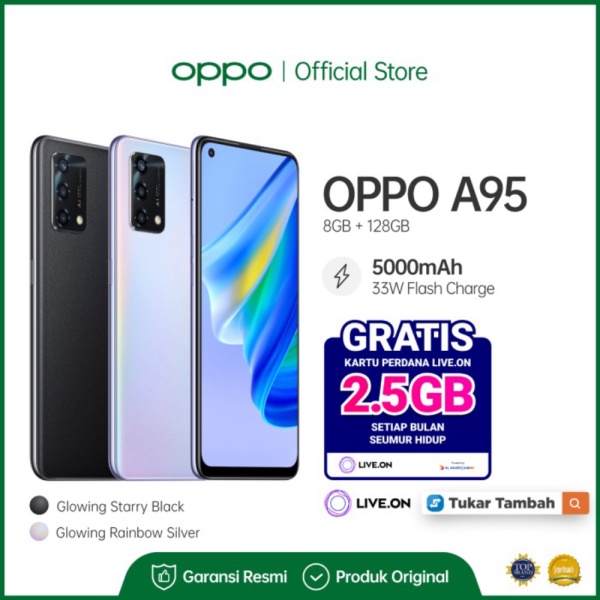 jalananumum [Tukar Tambah Live.On] OPPO A95 8/128GB Smartphone - Hitam
