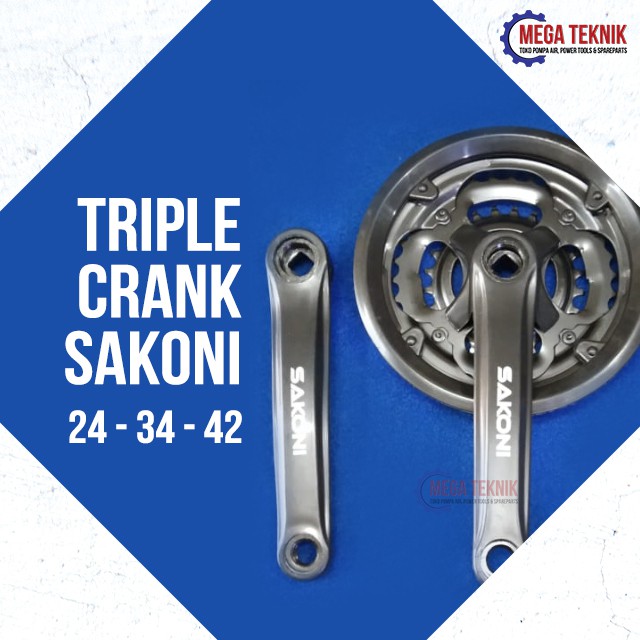 Piringan Triple Crank Sepeda MTB Gear Gir Cakram Rem 3 Susun Sakoni