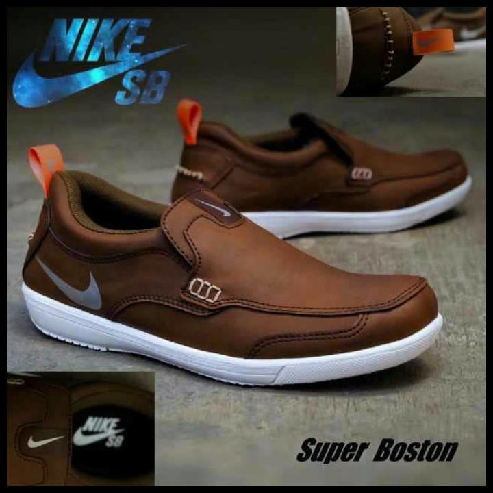 TERBARU SEPATU PRIA FORMAL CASUAL SANTAI NIKE BOSTON SLOP OLAHRAGA KERJA PRIA - HITAM, 38 