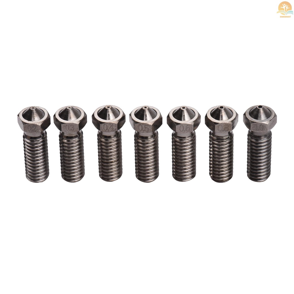 3D Printer Nozzle 0.2/0.3/0.4/0.5/0.6/0.8/1.0mm Nozzle Hardened Steel Tool M6 Thread Extruder Print Head High Temperature Resistant Volcano Nozzles for 1.75mm Filament Carbon fiber Filaments