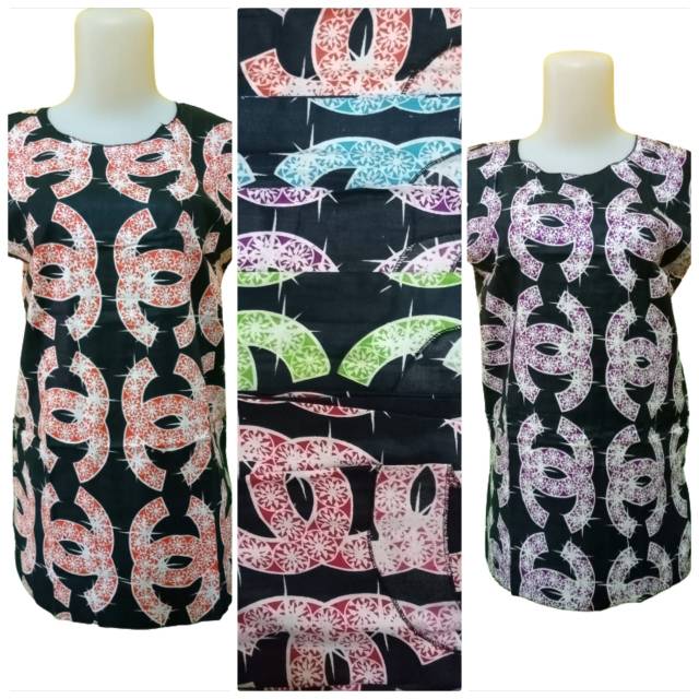 BIG SALE Blus Santai Wanita Dasar Hitam Motif Random