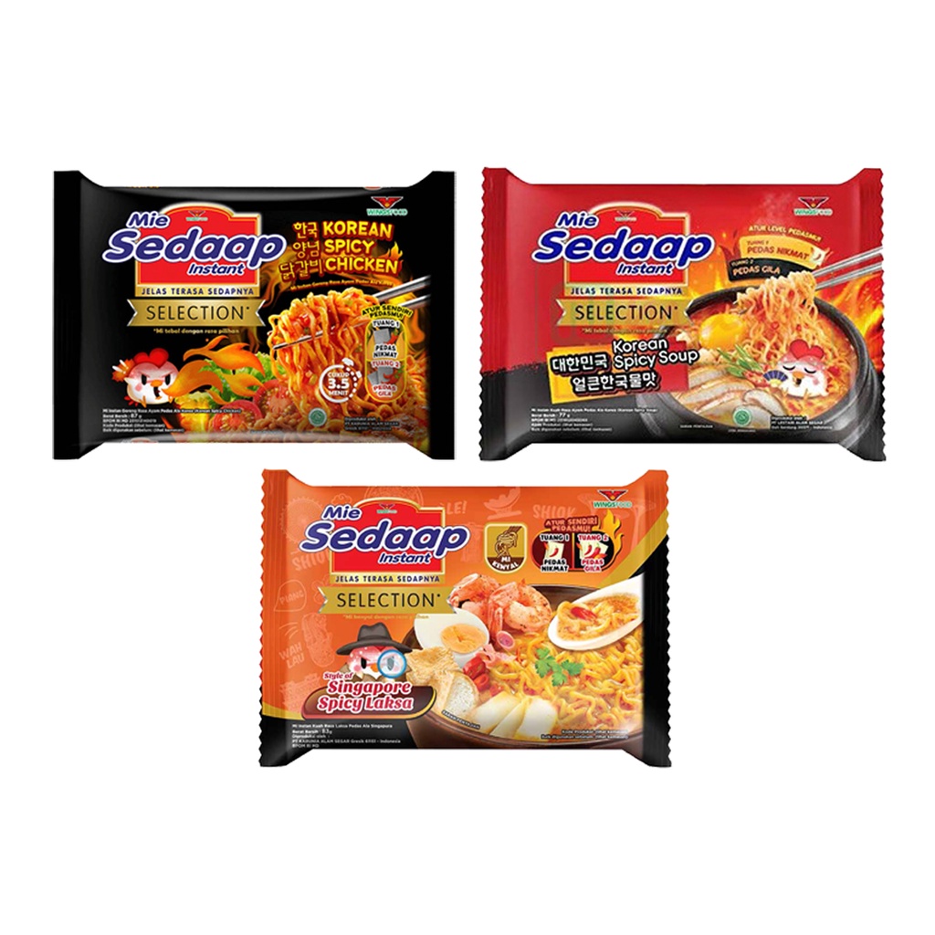 Jual Mie Sedaap Selection Singapore Spicy Laksa, Korean Spicy Chicken