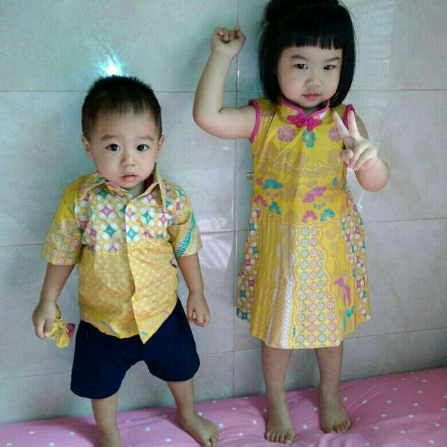 ETHNICKIDSWEAR - Amey Cheongsam Dress Couple Batik Couple Baju Natal Baju Imlek Batik Modern Batik C