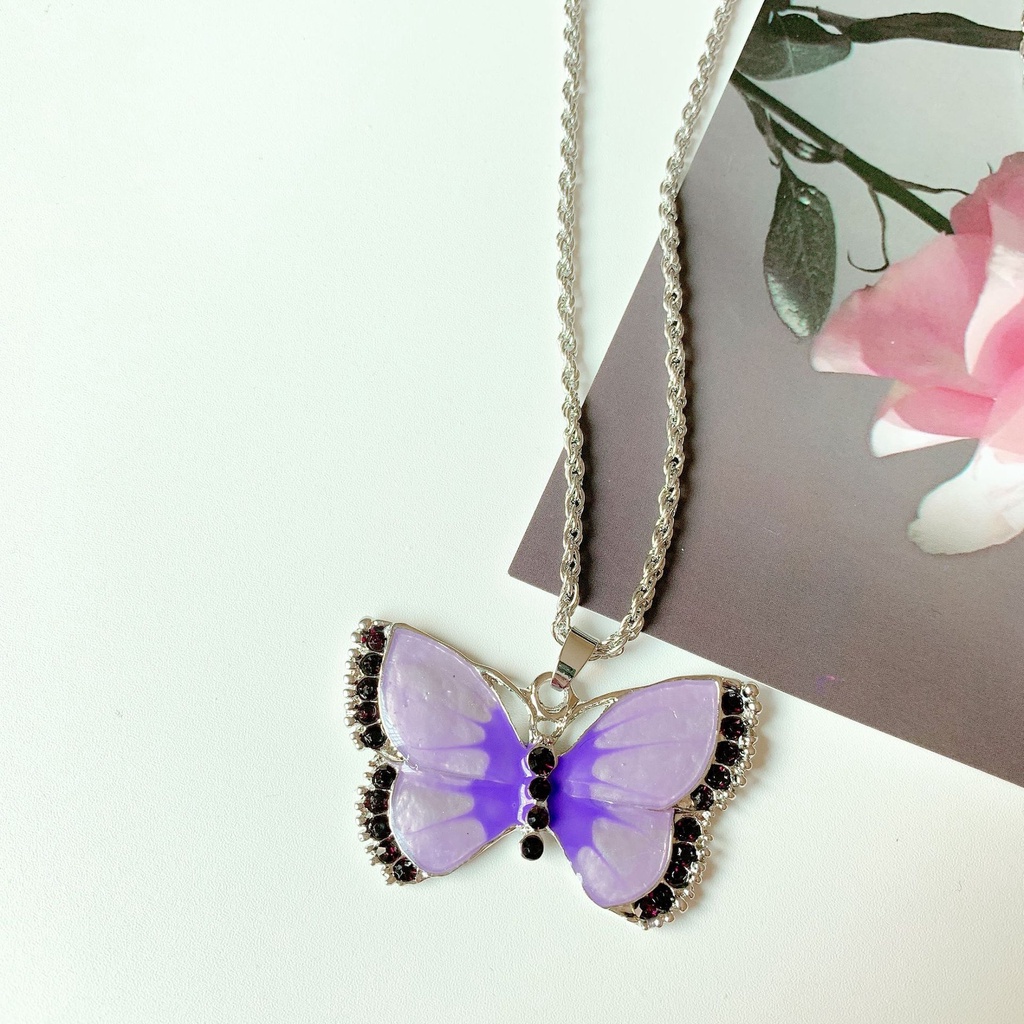 Butterfly Kalung Bentuk Kupu-Kupu | Aksesoris Wanita | Kalung Rantai Dengan Liontin Bunga Untuk Wanita | Kalung Bahan Stainless Steel