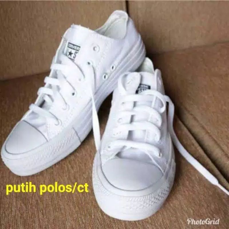 SNEAKERS  PENDEK PUTIH POLOS  CT2 PRIA/WANITA FREE BOX