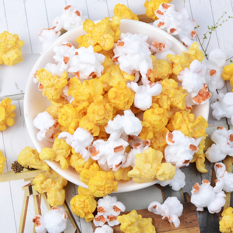 Mary 60-Piece Popcorn Plastik Miniatur Resin Dekorasi Popcorn Buatan Warna Campur Untuk Dekorasi Gantungan Kunci Rumah Boneka Diyatio