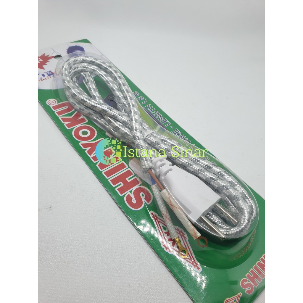 Kabel Setrika Shinyoku Universal tanpa Arde 2 Kabel 1.8m