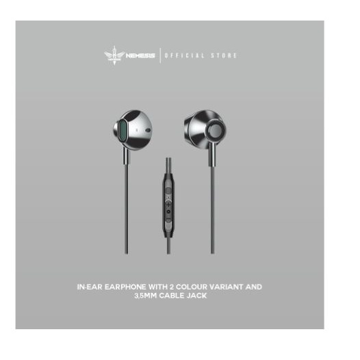 Earphone gaming nyk nemesis wired audio 3.5mm stereo with microphone free pouch orthon eg03 eg-03 - in ear bud