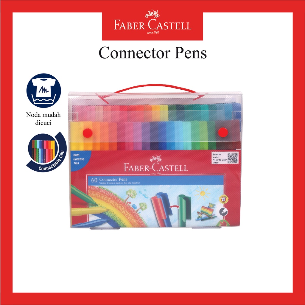 

Konektor Pen Faber Castell / Spidol Warna Kemasan 60 Warna / Gift Case Connector Pen Set 60