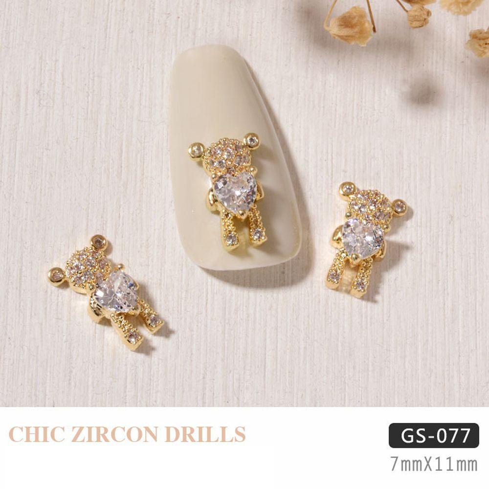 Augustina Zirkon Dekorasi Nail Art Bunga Mewah Logam Wanita Ornamen Berlian Imitasi Busur Gaya Korea 3D Perhiasan Kuku