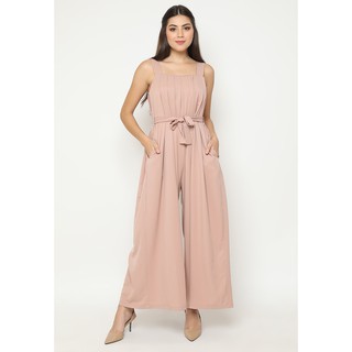 Veyl Store Vittoria Jumpsuit Wanita Warna  Dusty  Pink  Bahan  