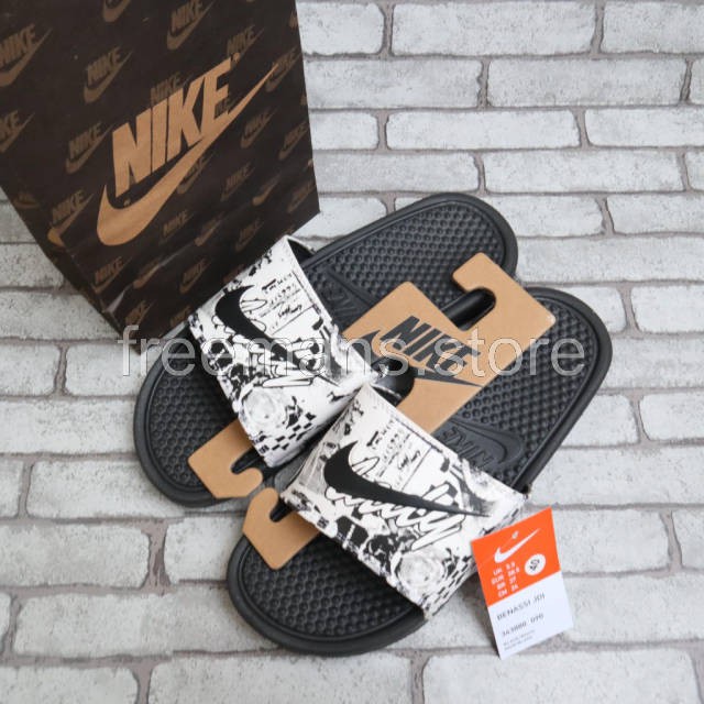 Sandal Karet selop Sintetis Nike Benassi Premium Terlaris Termurah nike swoosh Kasual Pria Wanita
