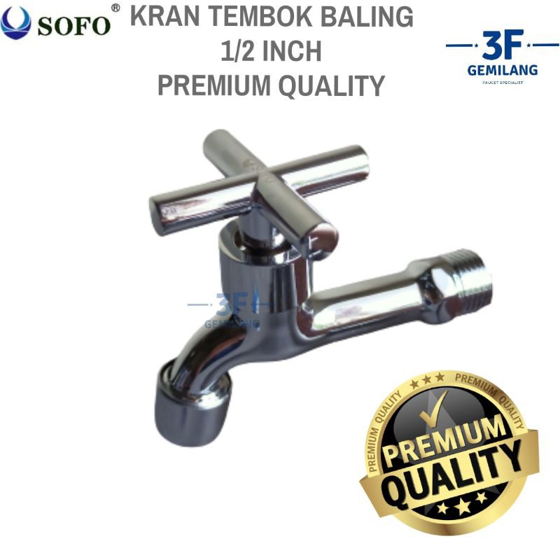 Sofo - Kran TEMBOK BALING CHROME ELEGAN 1/2 INCH PREMIUM QUALITY