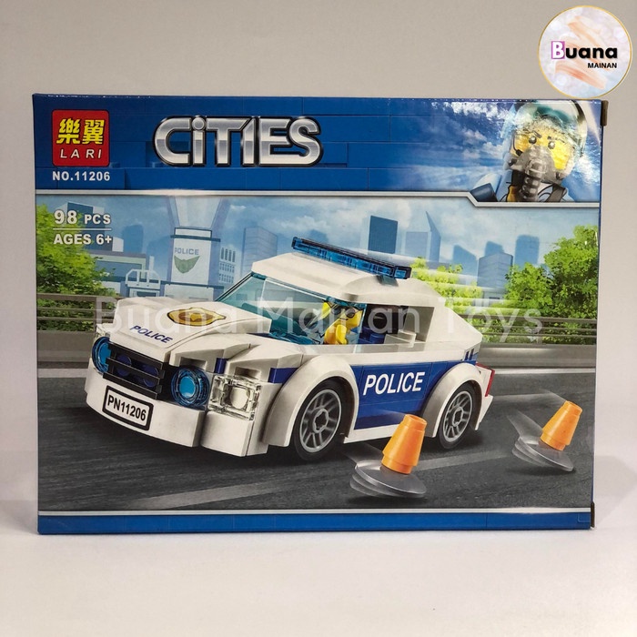 BRICKS LARI CITIES MINI POLICE CHASE CAR MAINAN EDUKASI ANAK COWO CEWE MINIATUR MOBIL POLISI 11206