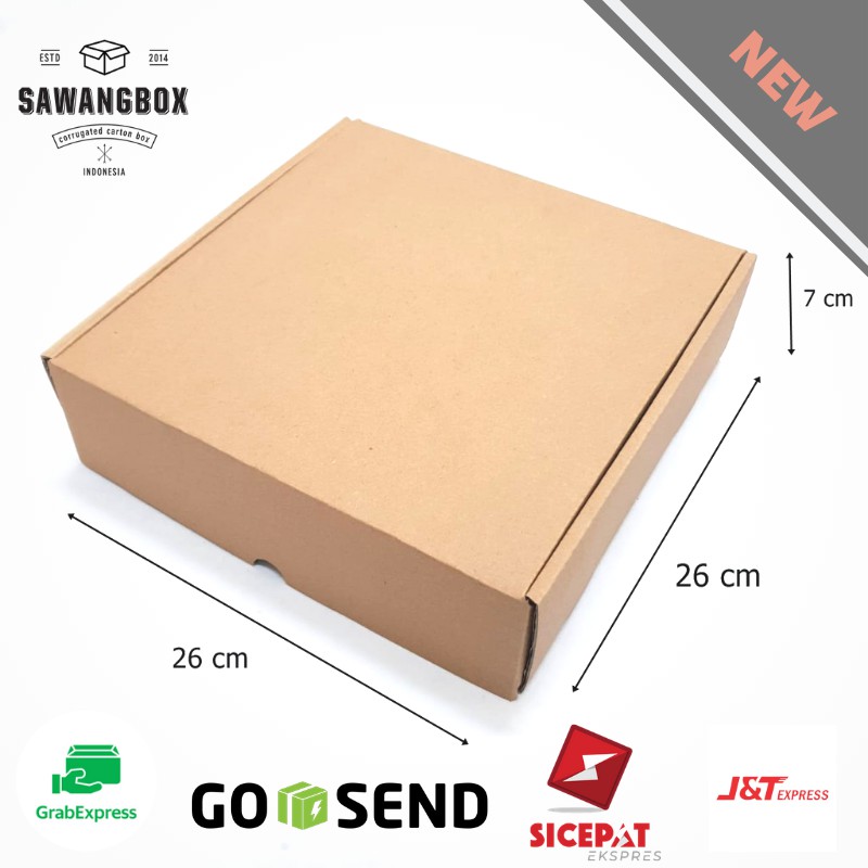 Dus Karton Box 26x26x7 Kotak Kardus Packaging Kue Baju Kaos Sawangbox