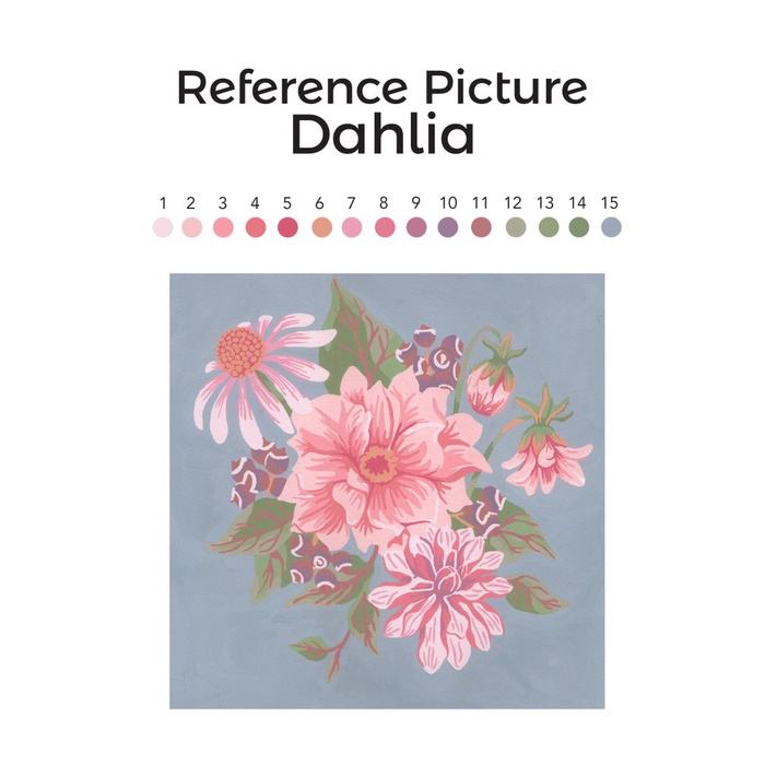 

Paint by Number Canvas Kit 25x25cm by PAPERMINT CO / Gouache - Dahlia, tanpa kuas