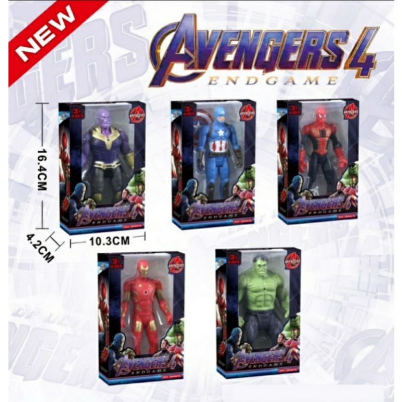 MAINAN ROBOT AVENGERS END GAME NYALA LED KEMASAN BOX/ MAINAN ROBOT SPIDERMAN IRONMAN HULK CAPTAIN AM