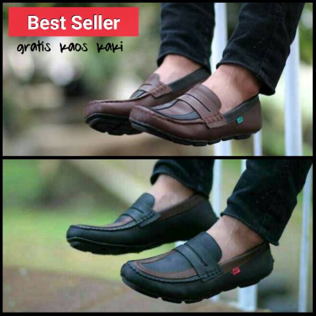 SEPATU KICKERS CASUAL SLOP KULIT ASLI PRIA KERJA KANTOR FORMAL SANTAI  ANAK LAKI KREN MRAH