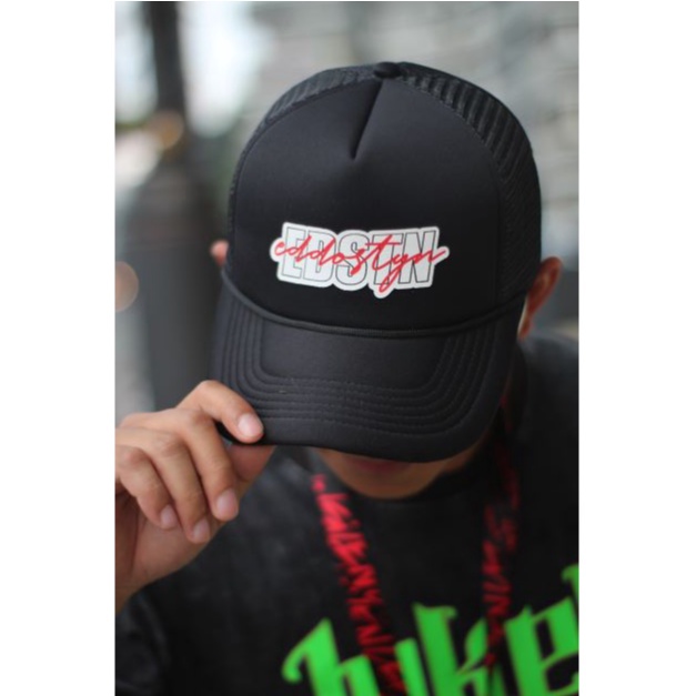 Eddostyn Topi Trucker Jaring Original Distro Pria Dewasa Full Black