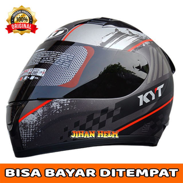HELM KYT/HELM KYT FULL FACE R10 #4 GUNMETAL DOFT RED TERMURAH