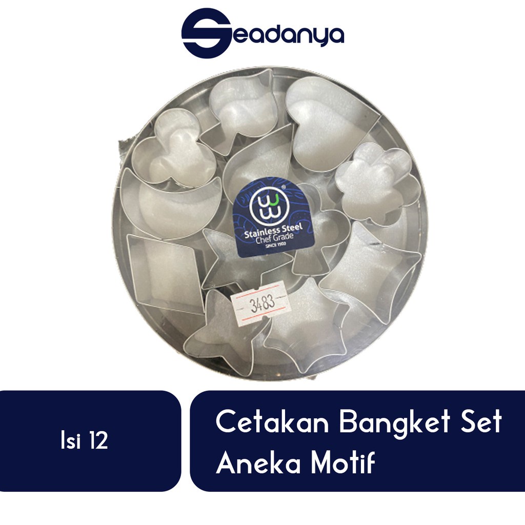 

Cetakan Bongket Set Cookies Cutter Isi 12 - Alat Pemotong/Pencetak Kue/Cake/Brownies-Stainless Steel