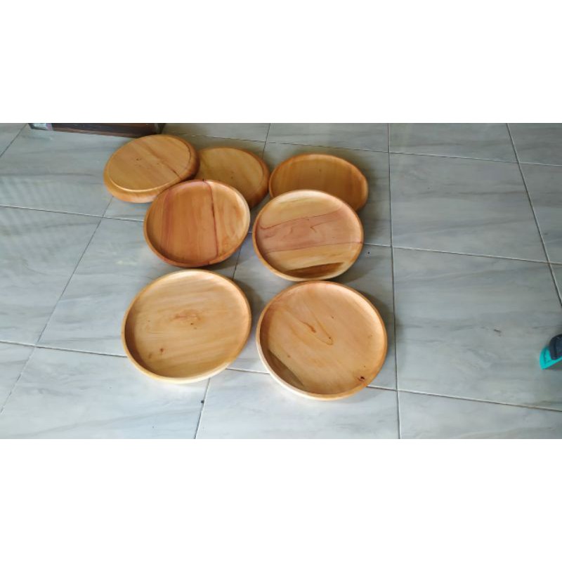 Piring Kayu /Piring Saji /Nampan Kayu Bulat D30 cm