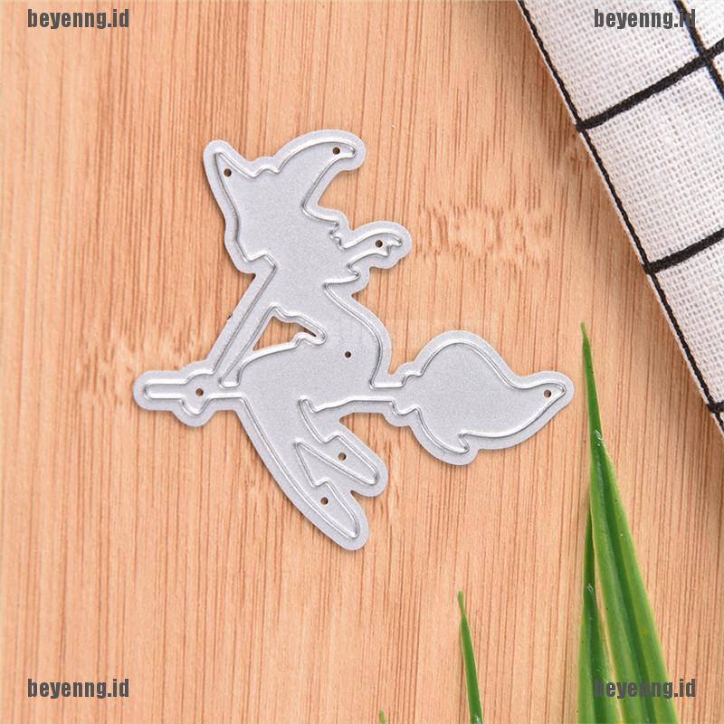 Cetakan Stensil Cutting Dies Motif Penyihir Halloween Bahan Metal Untuk Scrapbook / Craft Diy