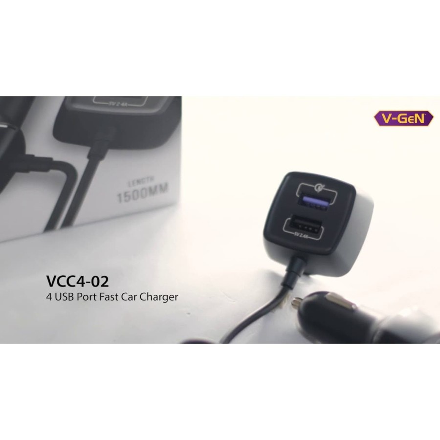 Charger Mobil V-Gen VCC4-02 Car Charger Fast Charge 3.0 4 USB Port