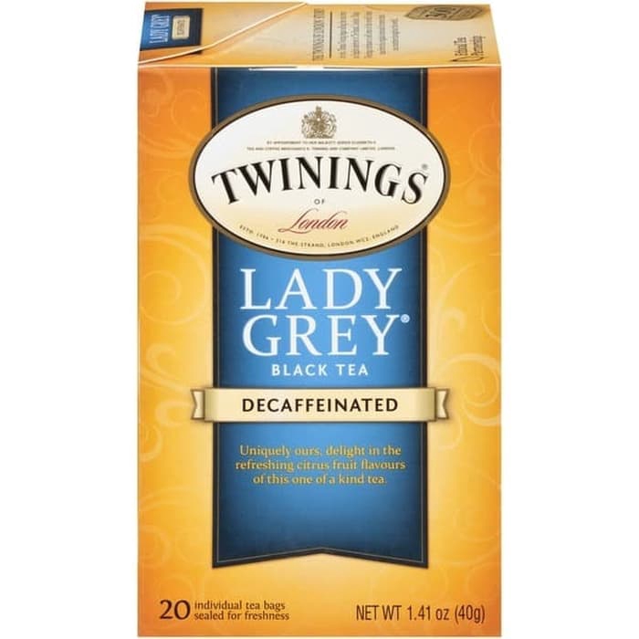 

Twinings Lady Grey Black Tea Decaffeinated 20 Tea Bags ORI USA