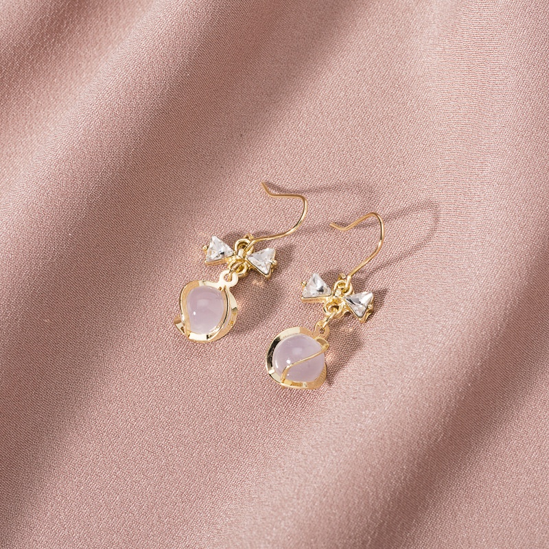 [littlecrab] Anting Wanita Mutiara Bentuk Pita Clover Kelinci Beruang Permata Berlian Simple Elegan Anting Tusuk Cute Woman Earrings Anting Berkualitas Korean Style