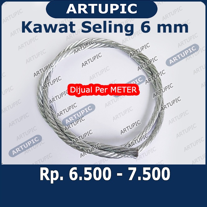 Kawat Seling 6 mm Kawat Selling Sling Baja Galvanise Wire Rope 6mm Cocok untuk Pulley Katrol Hand Wi