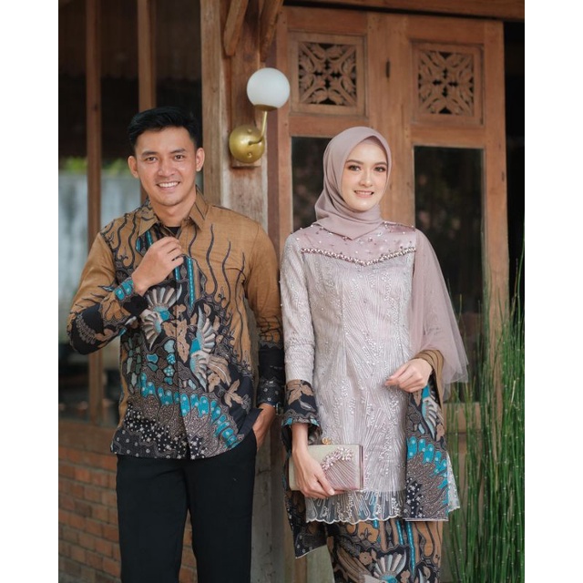 Kebaya batik couple veka brown Bonus hijab Kebaya couple lamaran