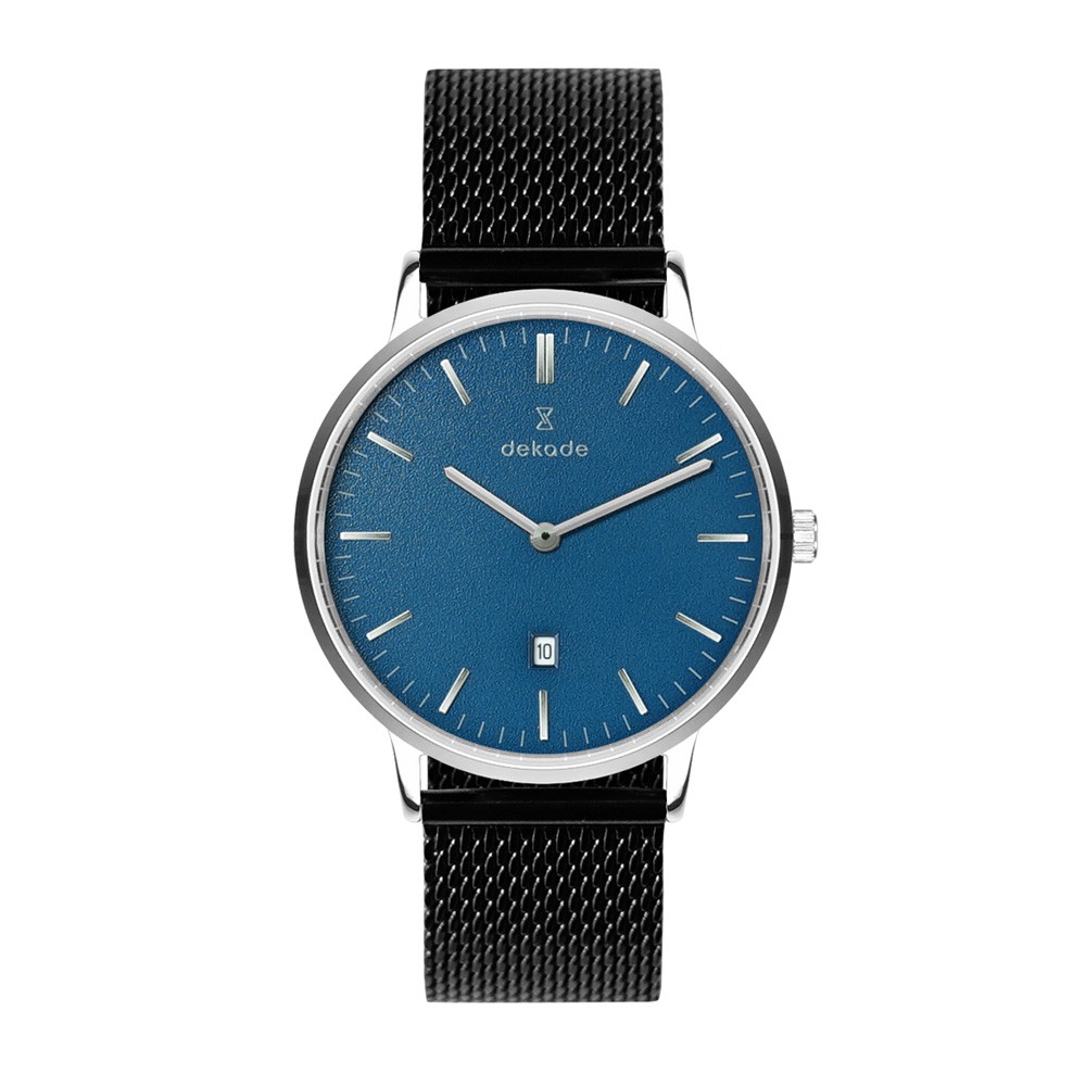 Jam Tangan Pria Wanita Dekade Time Metropolis Mesh- Blue [BBL] Biru Water Resistant Original