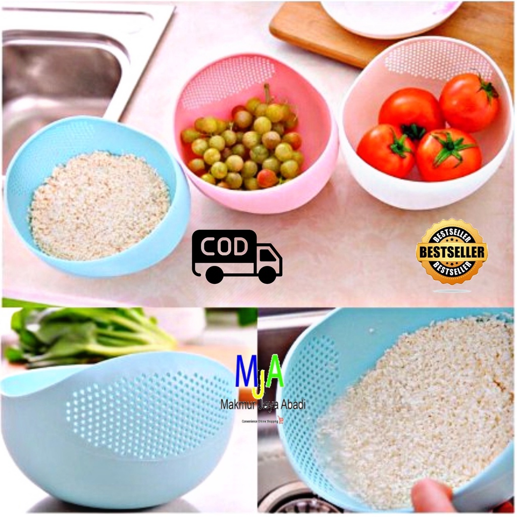 PROMO (BISA COD) Baskom Wadah / Saringan Tempat Cuci Beras Sayur Buah Serbaguna