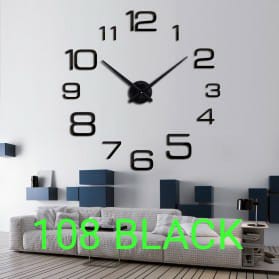 Jam Dinding Besar DIY 3D Giant Diameter 80-130cm Tempel Huruf Hiasan Angka Jumbo Raksasa Unik Aesthetic Minimalis-108 BLACK JUMBO