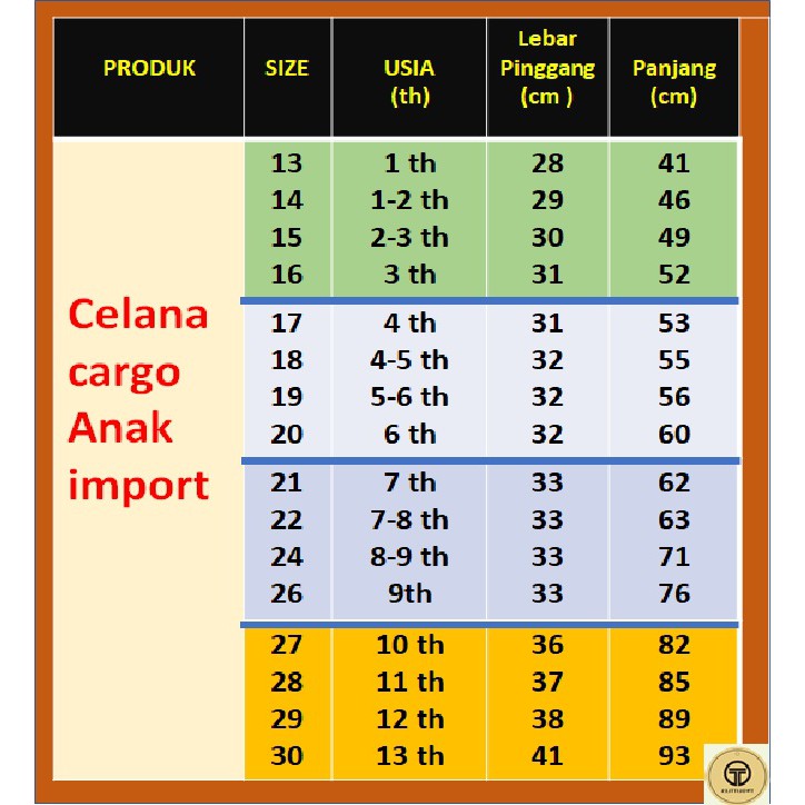 Celana cargo anak import