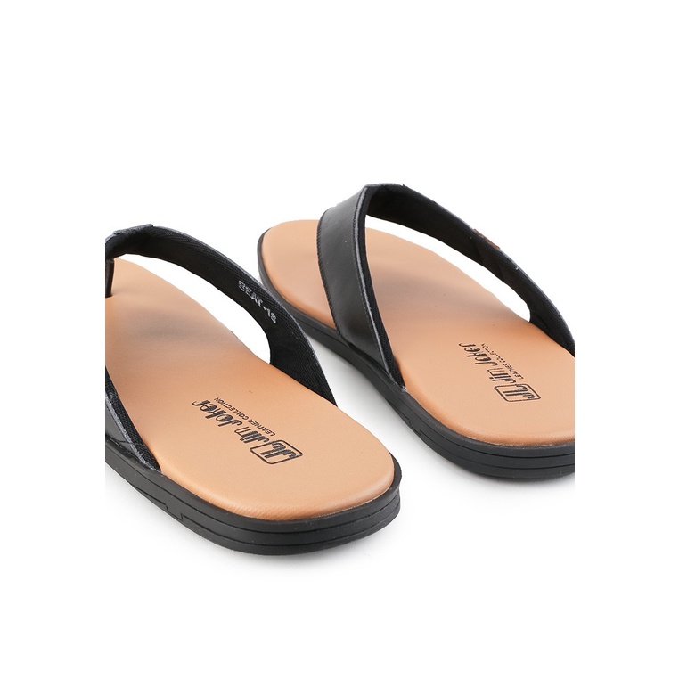 SANDAL CASUAL JIM JOKER PRIA ORIGINAL JEPIT KULIT BRANDED HITAM JJ16